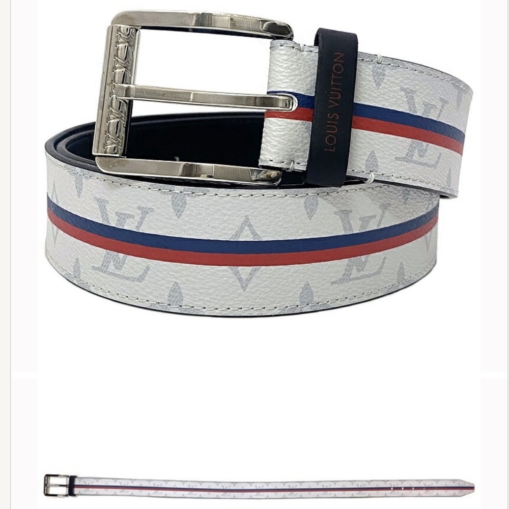 LV Leather Striped Belt